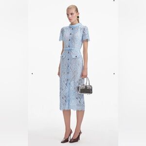 Self portrait blue lace button midi dress brand new with tags